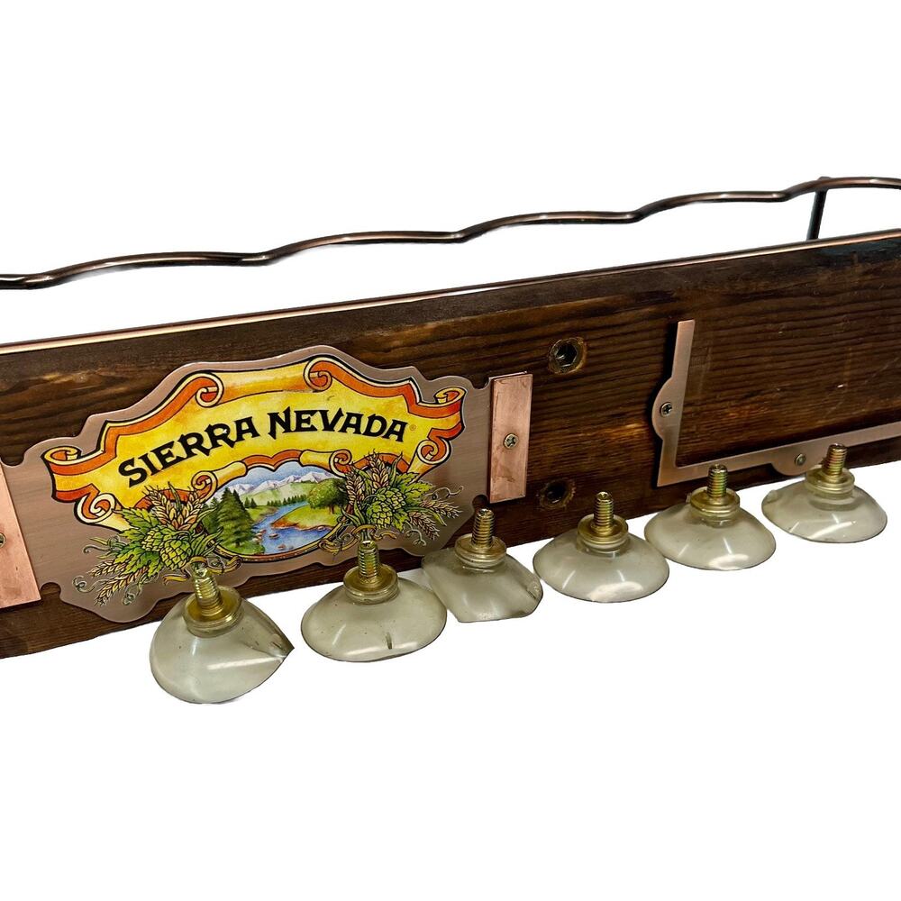 Sierra Nevada Beer Bottle Floating Bar Shelf Rack Wood Copper Window Mounted - Picture 10 of 11